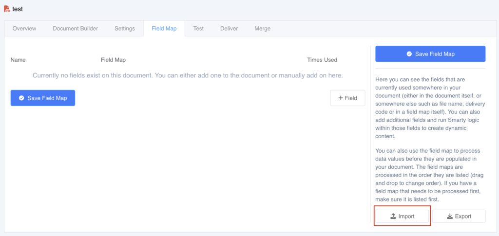 Document Import Field Map